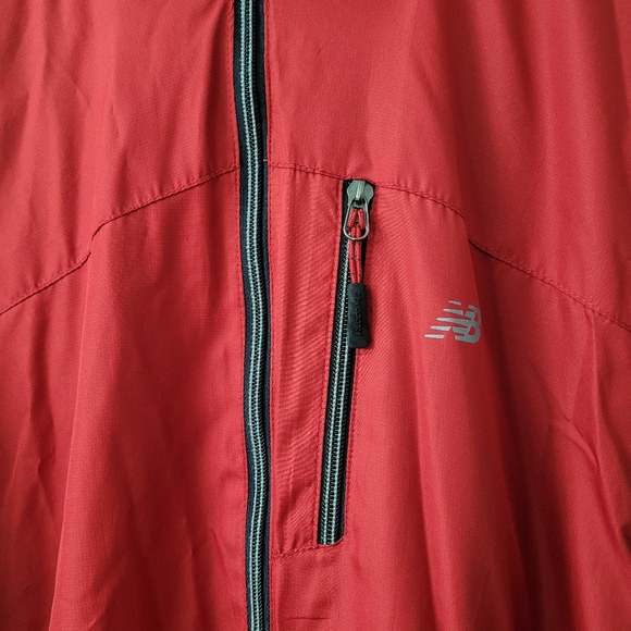 New Balance Mens Long Sleeve Hooded Full Zip Jacket M Red Black - Picture 3 of 8